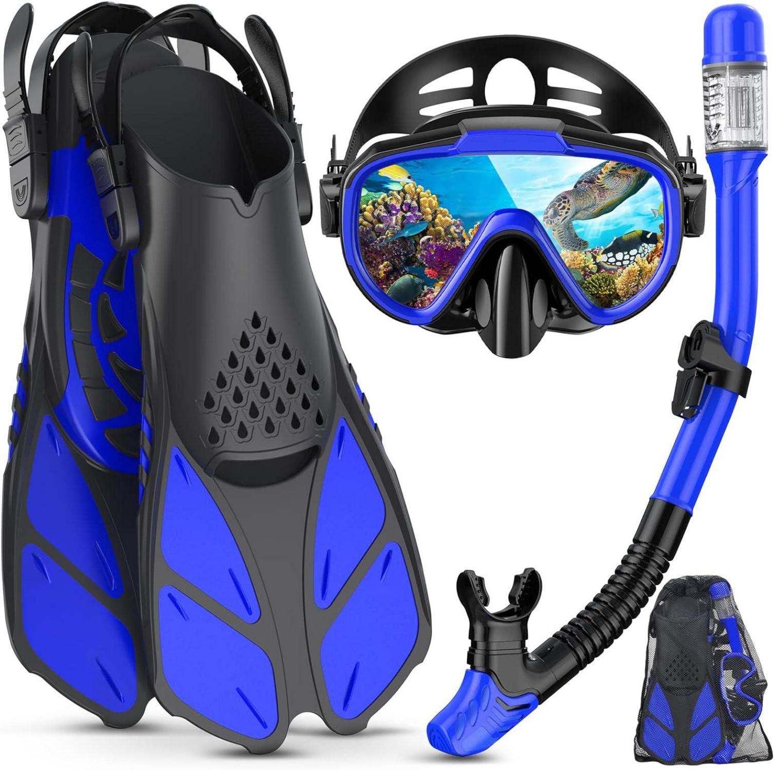 Schnorchelset Erwachsene Professionell Schnorcheln Anti-Leck-Fog 3in1