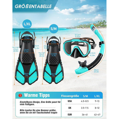 Lealinga Profi Schnorchelset Erwachsene Taucherflossen
