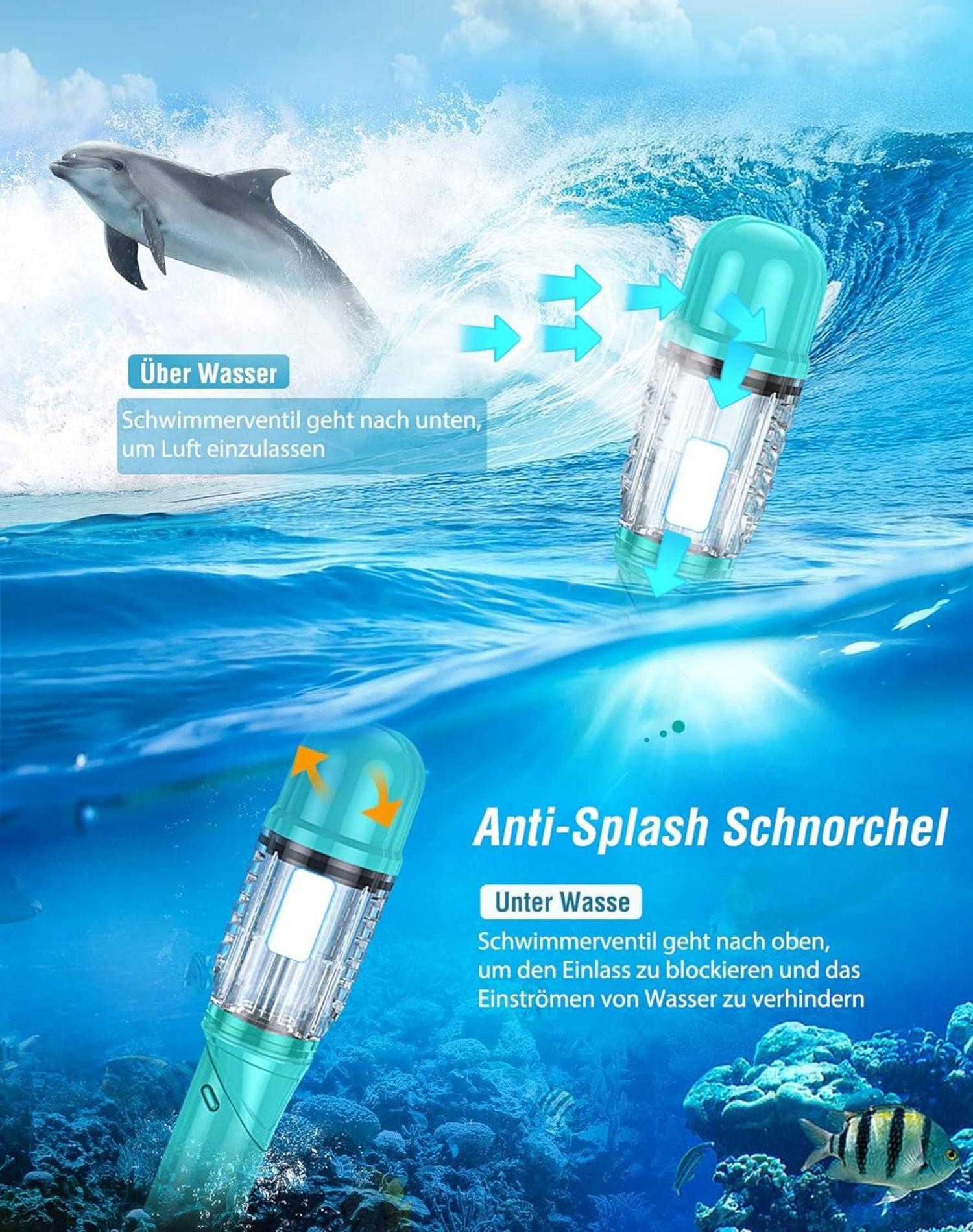 Schnorchelset Erwachsene mit Verstellbare Taucherflossen Anti-Leck