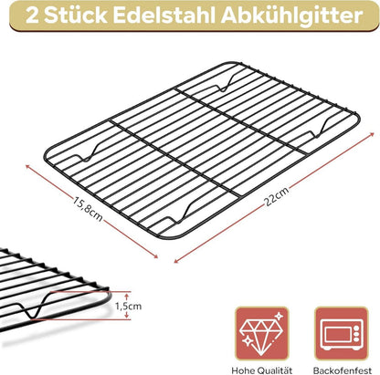 Homikit Edelstahl Abkühlgitter für Backofen 22x15,8x1,5