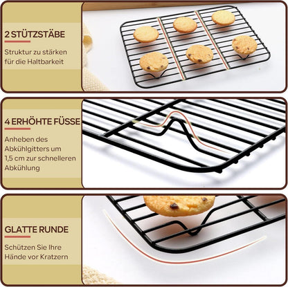 Homikit Edelstahl Abkühlgitter 2er Set Backofen Grillrost 22x15,8x1,5cm