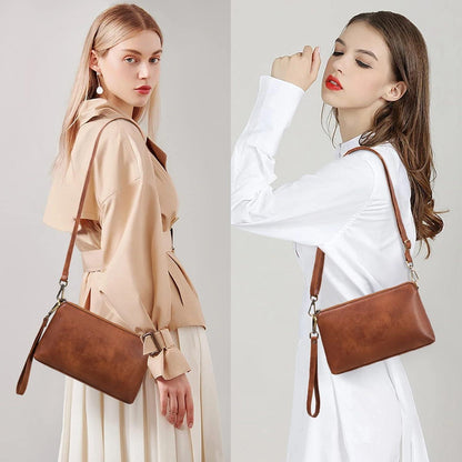GAEKEAO Damen Umhängetasche Crossbody Bag mit Kartenfächer A04 Hellbraun