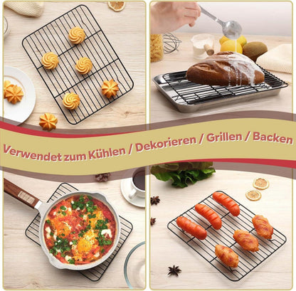 Homikit Edelstahl Kuchengitter Set 2er, 24,8x19x1,5 cm - Backofen Backgitter