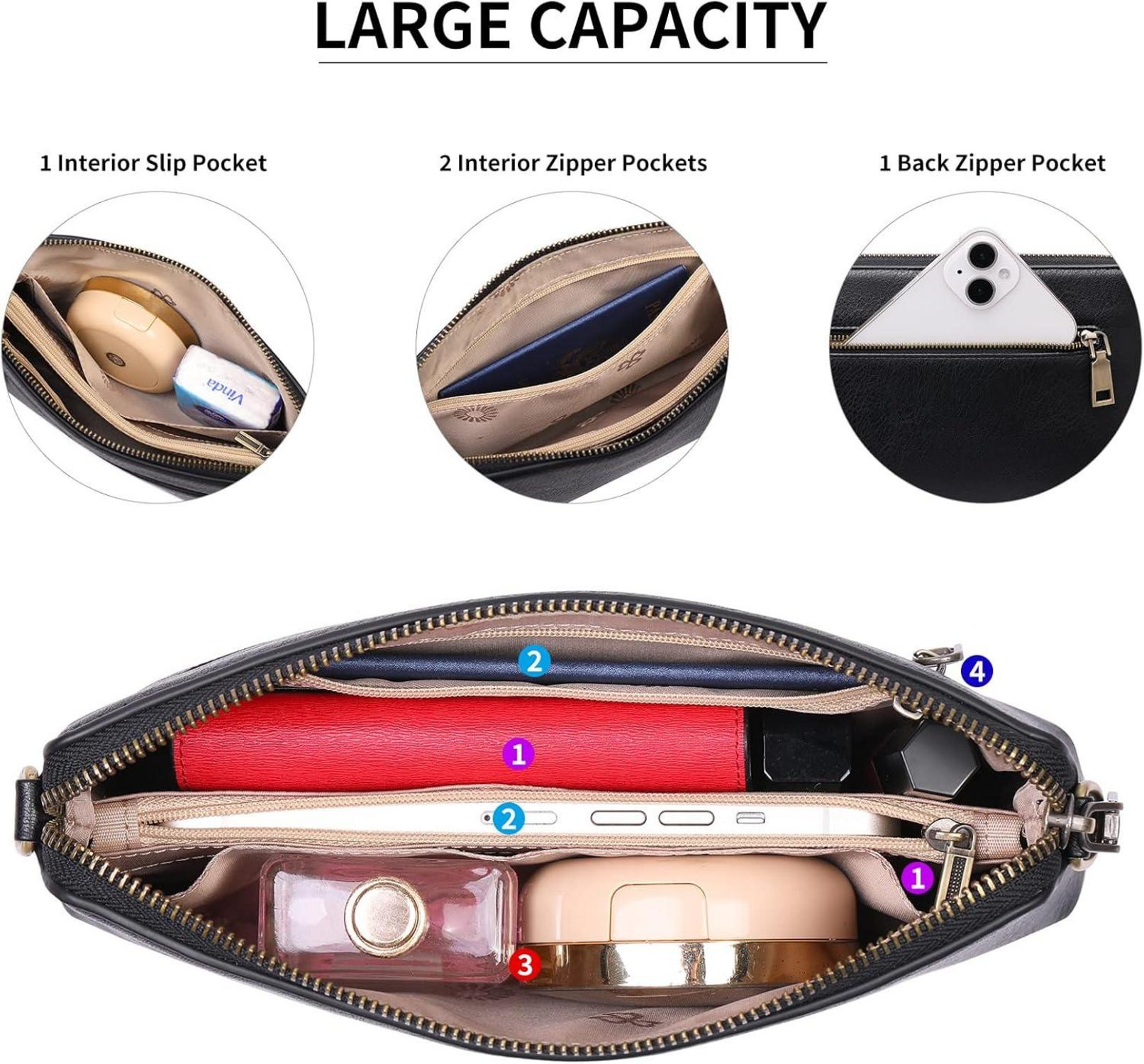 Kleine Umhängetasche Damen Crossbody Schwarz PU-Leder Magnetic Snap