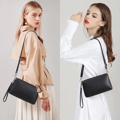 Umhängetasche Damen Crossbody Bag mit Kartenfächer Verstellbar Abnehmbar Schultergurt Schwarz