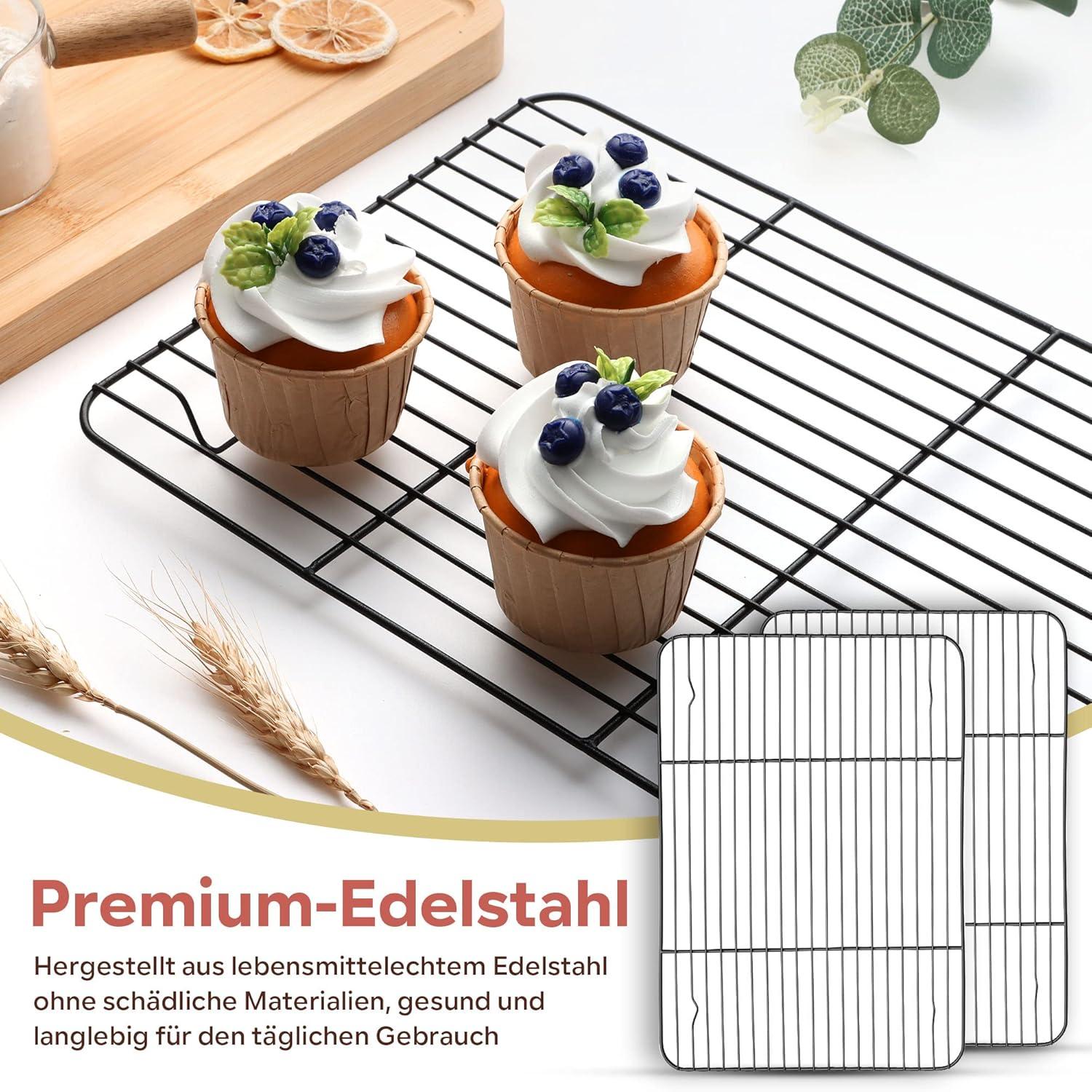 Edelstahl Kuchengitter 2er Set Backgitter 29,7 x 23 x 1,5 cm