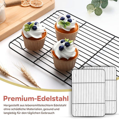 Edelstahl Kuchengitter 2er Set Backgitter 29,7 x 23 x 1,5 cm