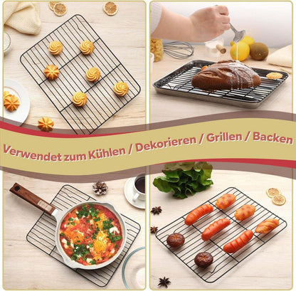 Edelstahl Auskühlgitter Set 29,7x23 cm Antihaft Rostfrei