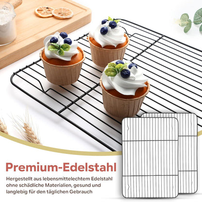 Homikit Abkühlgitter Edelstahl 2er Set Antihaft Backgitter 38,9x28,2x1,5cm