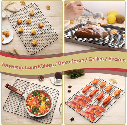 Edelstahl Abkühlgitter Set Backen Grillen Kühlen 38,9x28,2cm