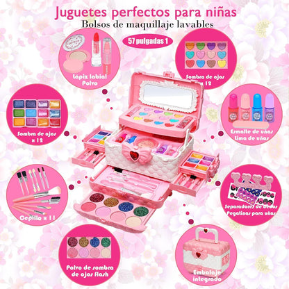 Kinderschminke Set Mädchen Schminkkoffer Waschbar Make Up Spielzeug