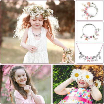 Mädchen Schmuck Bastelset DIY Armband Halskette Geschenkbox 80-teilig