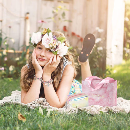 Armband Bastelset Mädchen Schmuck DIY Kit Rosa Perlen Charms 6-12