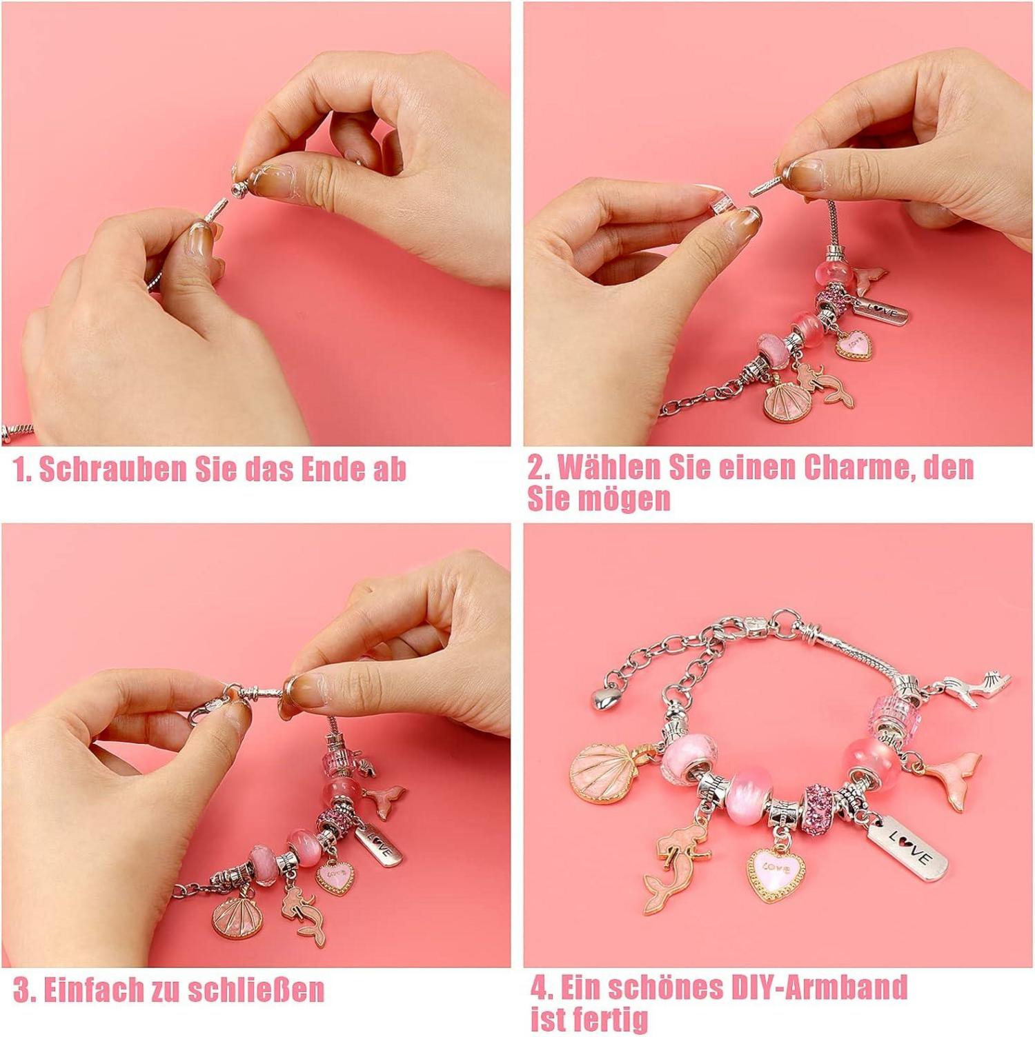 Mädchen Schmuck Bastelset DIY Armband Halskette Geschenkbox 80-teilig