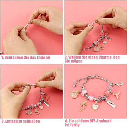 Mädchen Schmuck Bastelset DIY Armband Halskette Geschenkbox 80-teilig