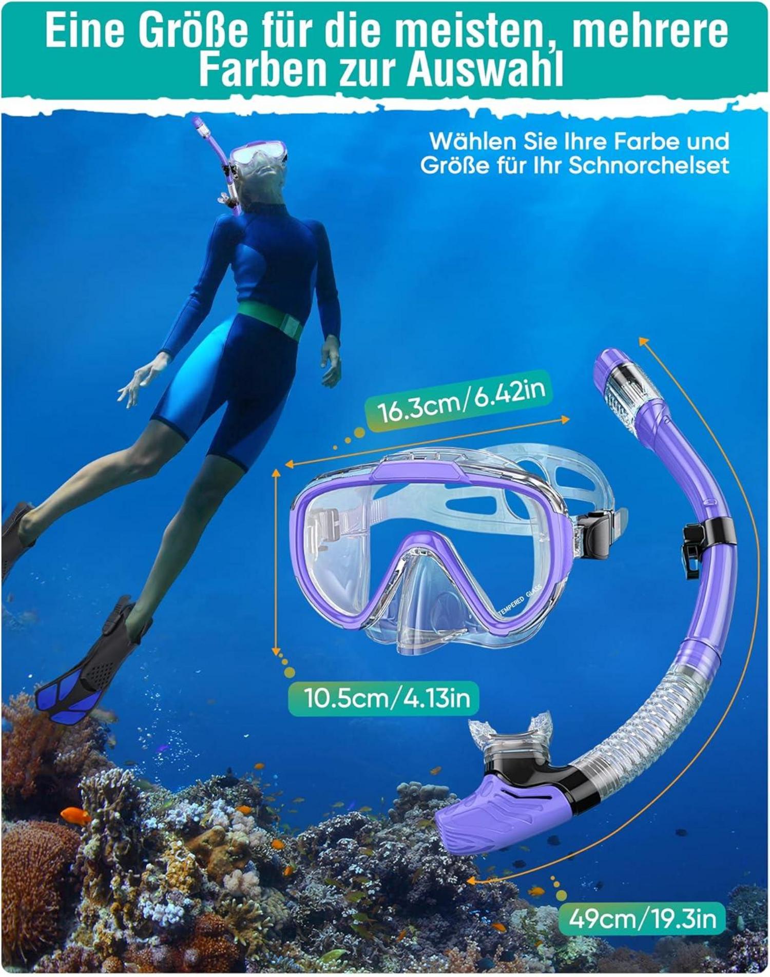 Lealinga Schnorchelset Erwachsene Tauchmaske Anti-Leck Schwimmen Tauchen