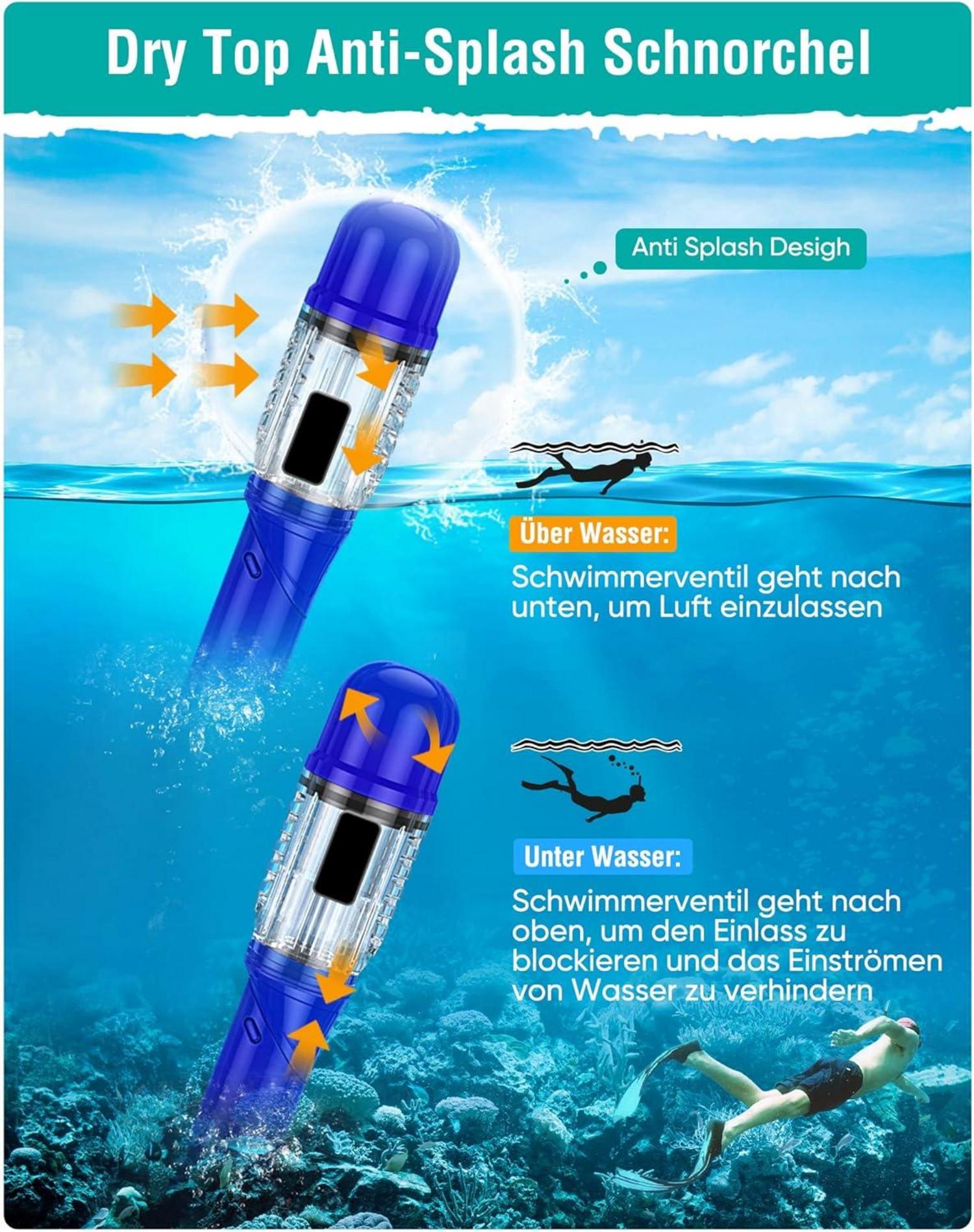 Lealinga Schnorchelset Erwachsene Premium Silikon Faltbar Trocken Blau