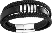 Klassisches Herren Lederarmband mit Magnetverschluss in Schwarz