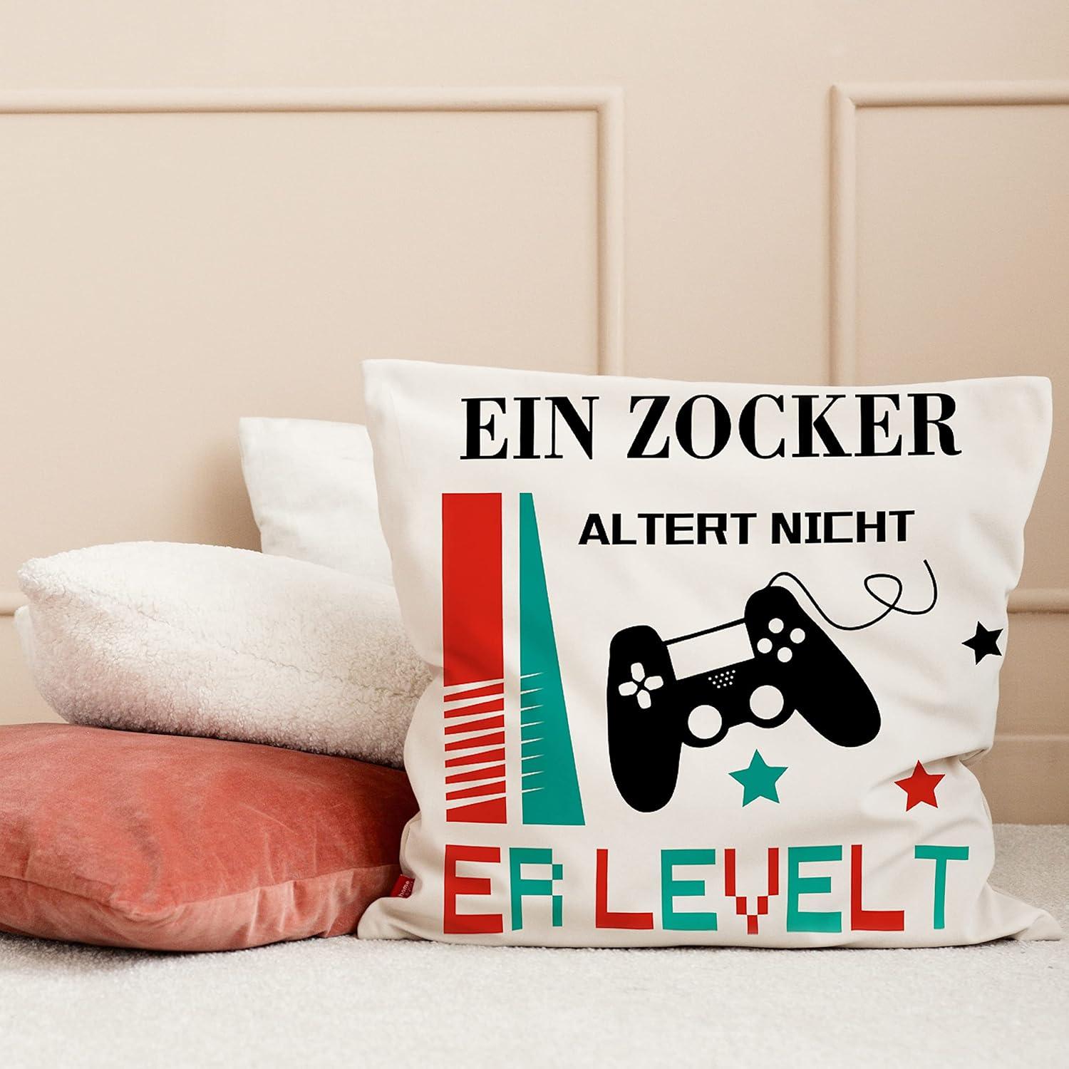 Merclix Gaming Deko Kissenbezug 45x45 Geschenke Männer Jugendzimmer Zocker Mann