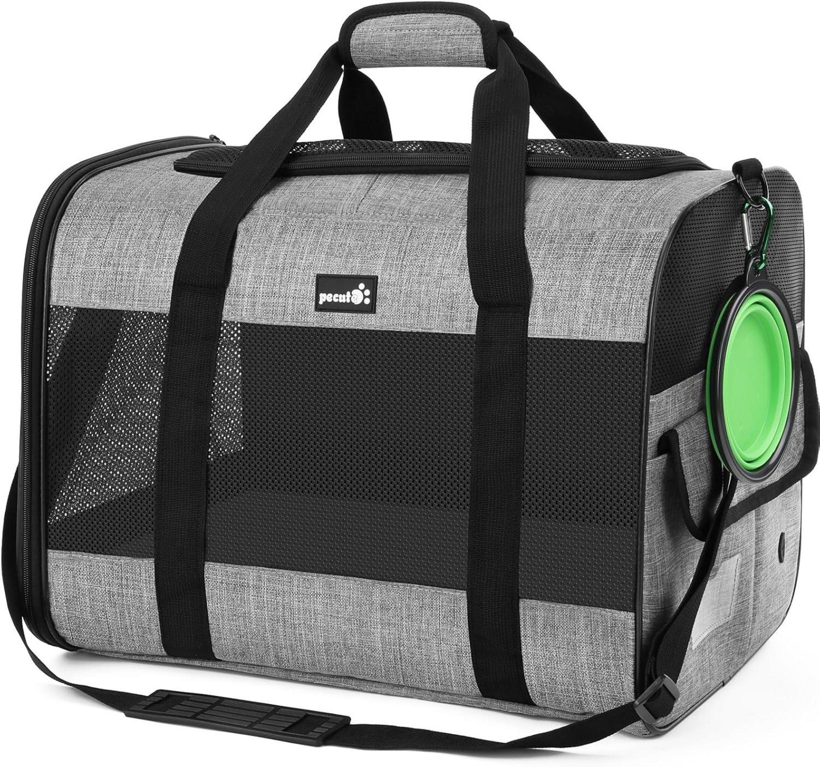 Hundetasche Faltbar Atmungsaktiv Reisetransportbox Grau XXL