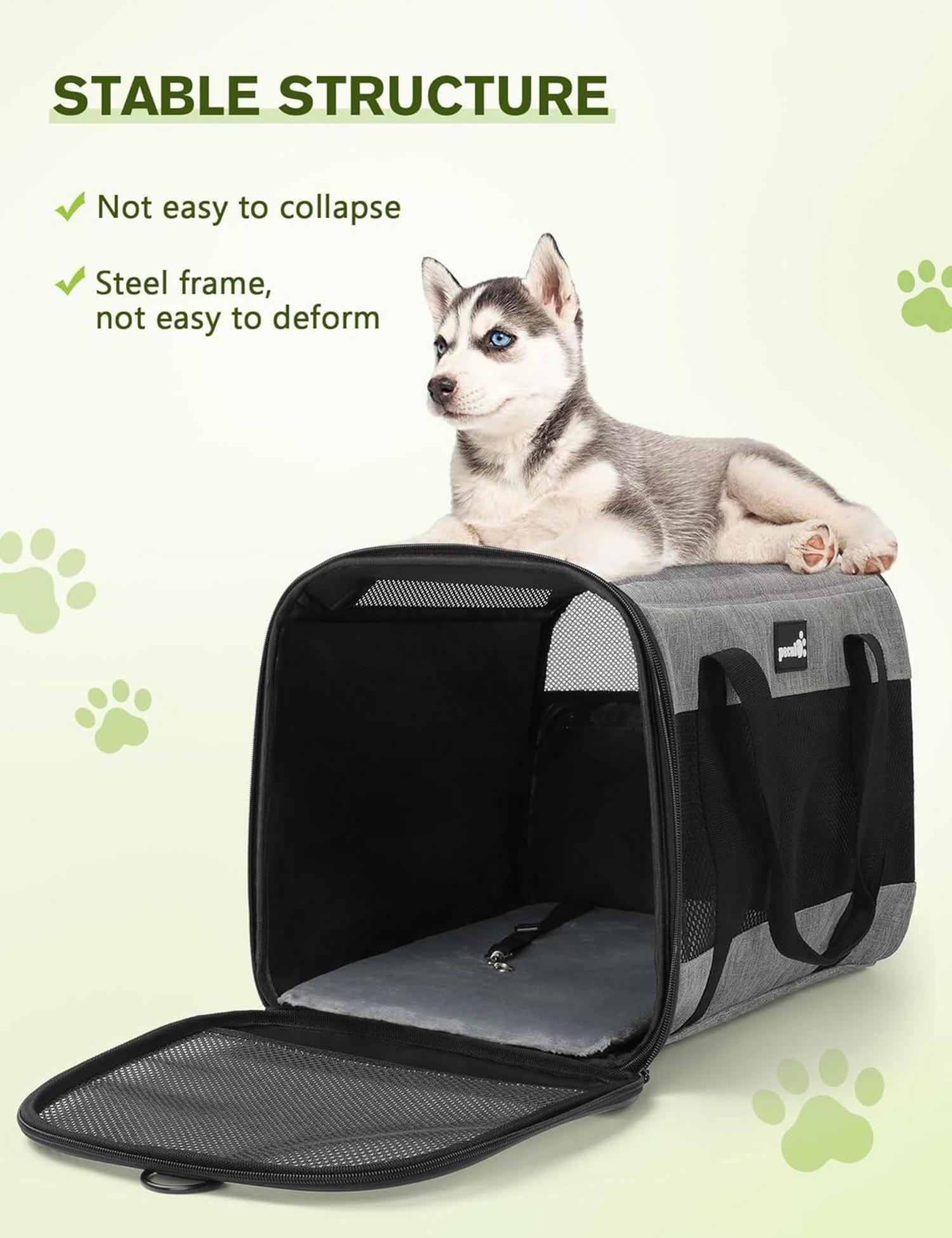 Hundetasche Faltbar Atmungsaktiv Reisetransportbox Grau XXL