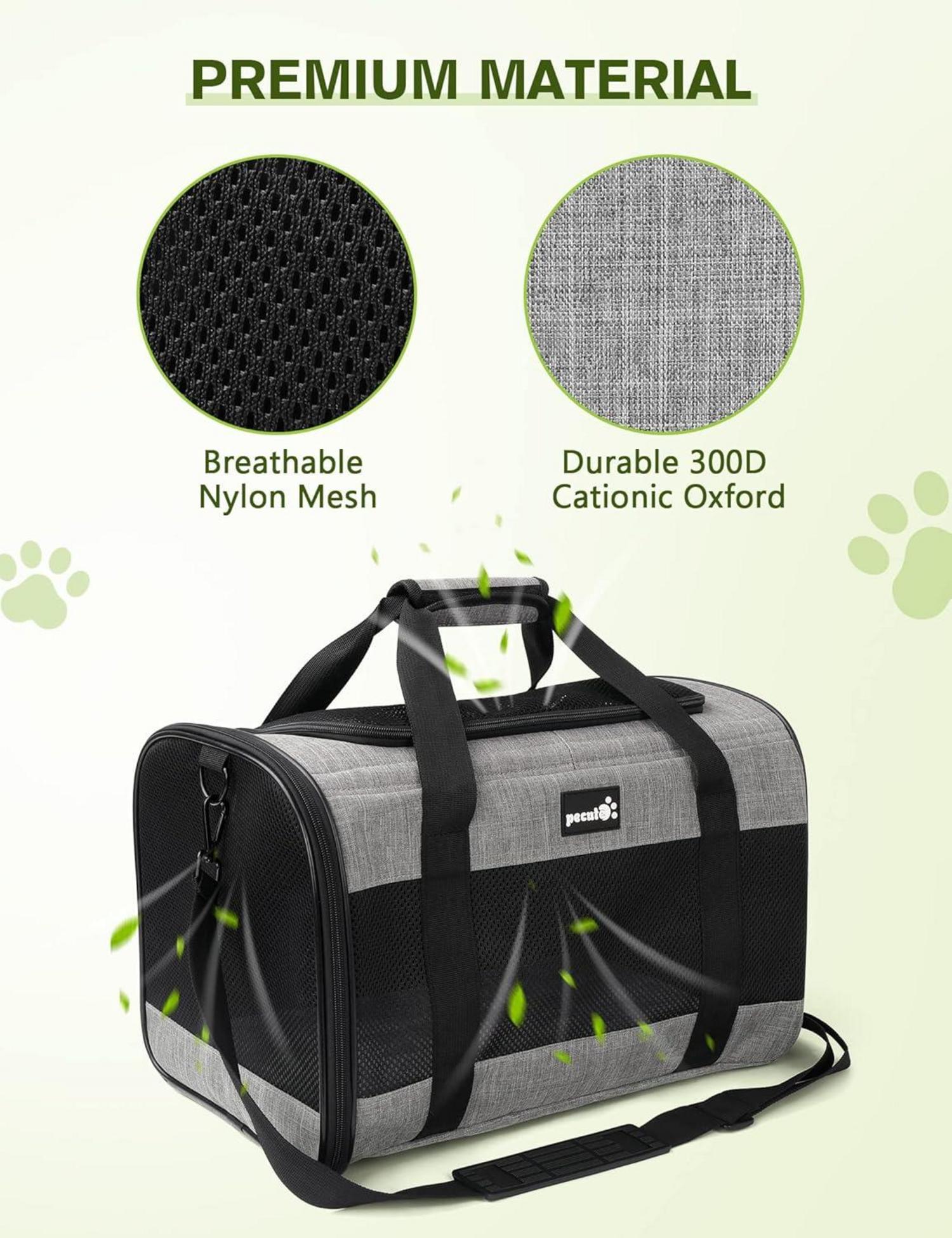 PECUTE Hundetasche Faltbar Hundebox Auto Atmungsaktiv Grau XXL