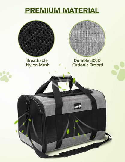 PECUTE Hundetasche Faltbar Hundebox Auto Atmungsaktiv Grau XXL