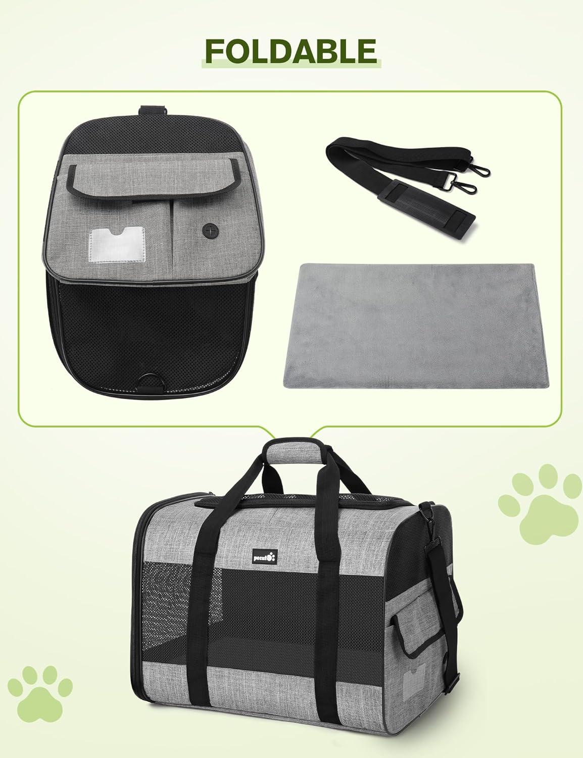 PECUTE Hundetasche Faltbar Hundebox Auto Atmungsaktiv Grau XXL