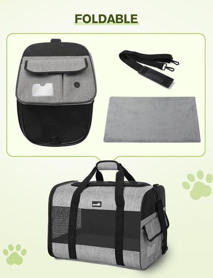 PECUTE Hundetasche Faltbar Hundebox Auto Atmungsaktiv Grau XXL