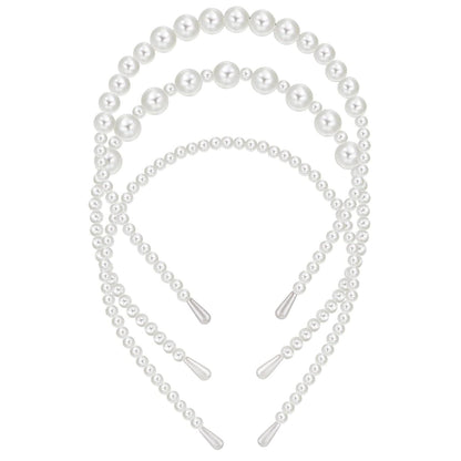 Perlen Haarreif Set Weiße Kunstperlen Stirnband Damen Wedding Hair