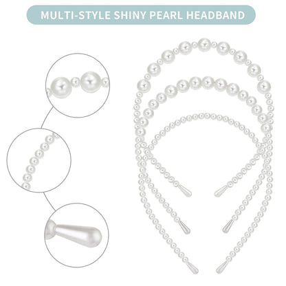 Perlen Haarreif Set Weiße Kunstperlen Stirnband Damen Wedding Hair
