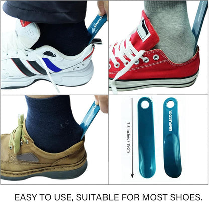 2er Set Schuhlöffel aus Kunststoff, Mini Shoe Horn in Blau 19cm