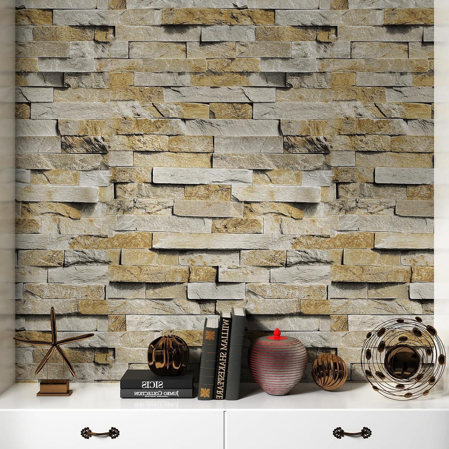 Selbstklebende Tapete Steinoptik 3D-Effekt 40x300cm Wohnzimmer Schlafzimmer Küche