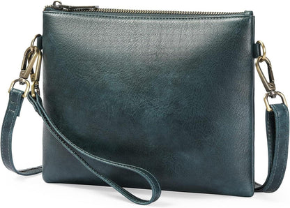 Kleine Crossbody Tasche Damen RFID Leder Schultergurt Dunkelblau