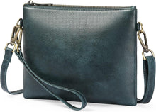Kleine Crossbody Tasche Damen RFID Leder Schultergurt Dunkelblau
