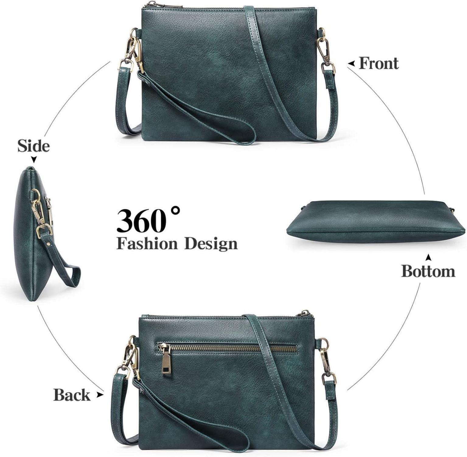 Kleine Crossbody Tasche Damen RFID Leder Schultergurt Dunkelblau