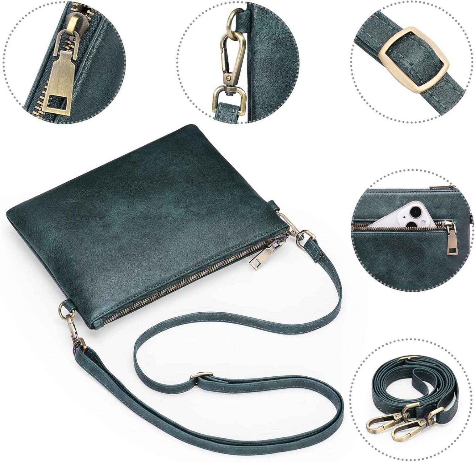 Crossbody Tasche Damen Umhängetasche RFID Schutz Leder Dunkelblau