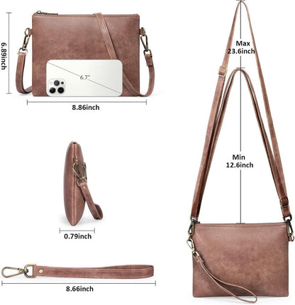 Crossbody Handtasche Damen RFID Leder Schultertasche Rosa