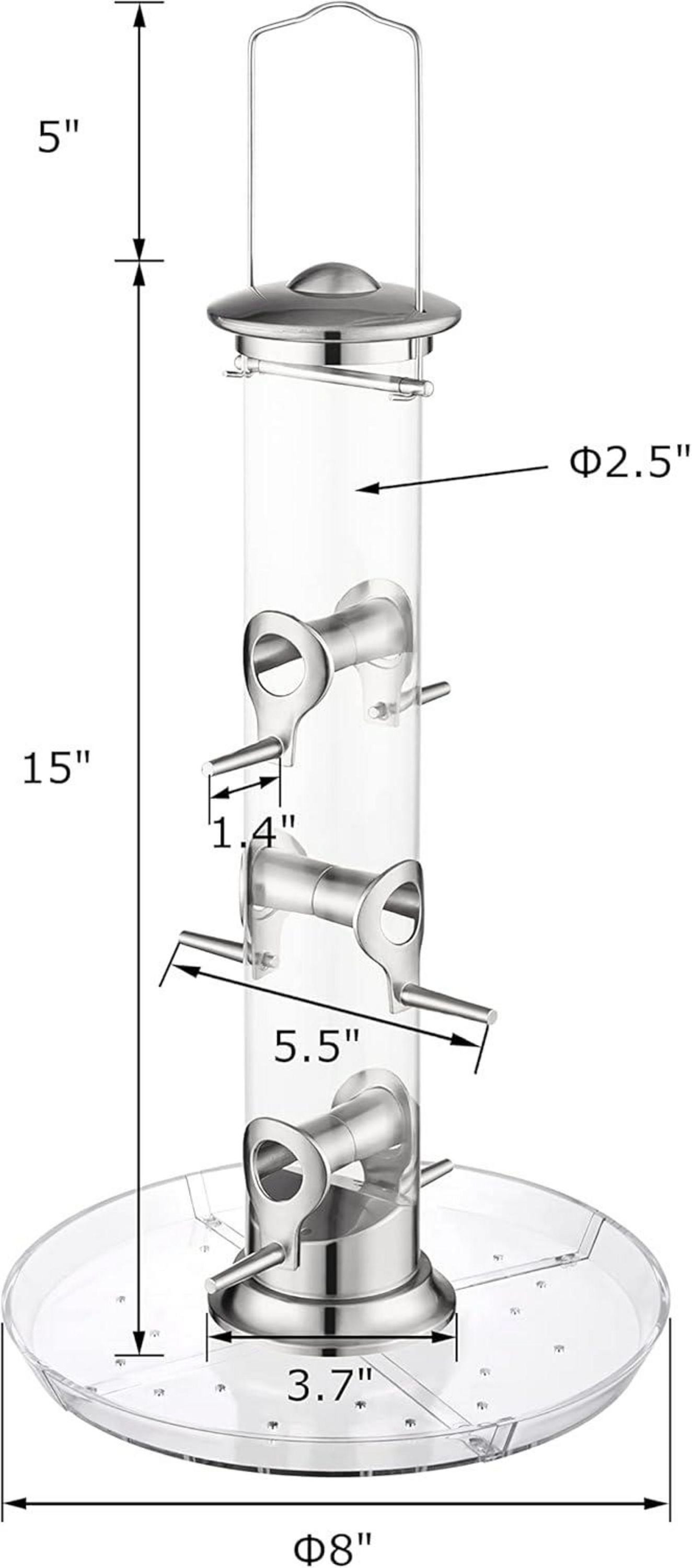 Vogelfutterspender mit 6 Anflugplätzen 20cm Futterteller Aluminium