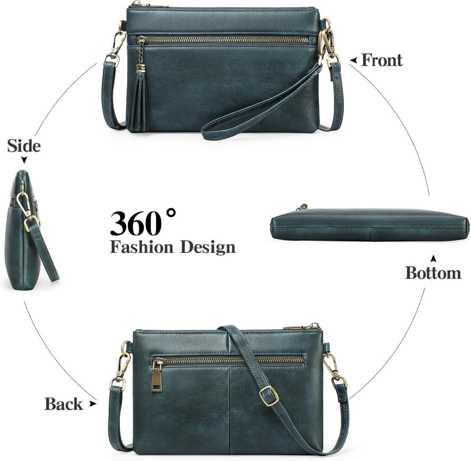 Umhängetasche Damen Schultertasche RFID Schutz Vegan Leder Crossbody C02