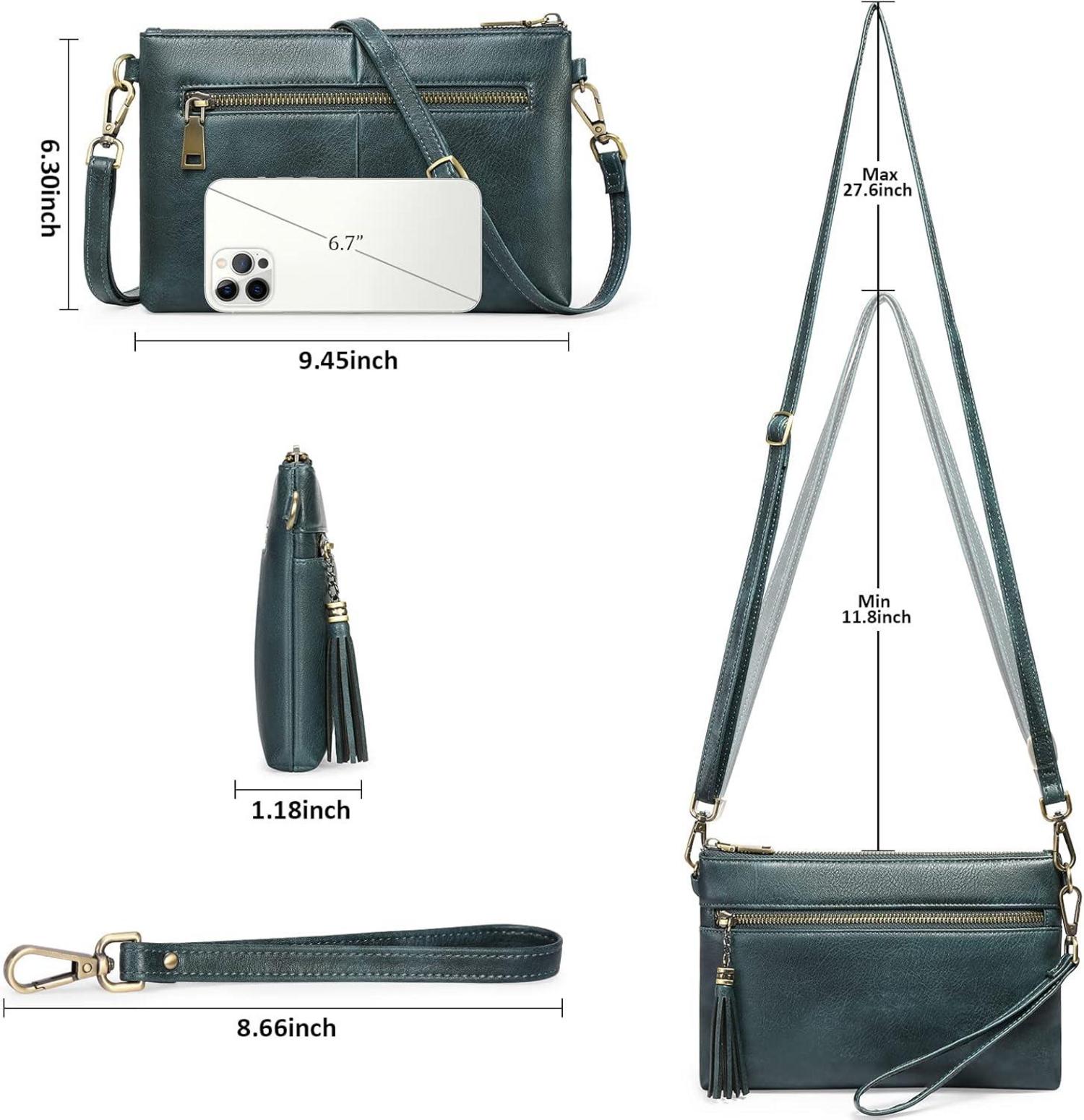 Umhängetasche Damen Schultertasche RFID Schutz Vegan Leder Crossbody