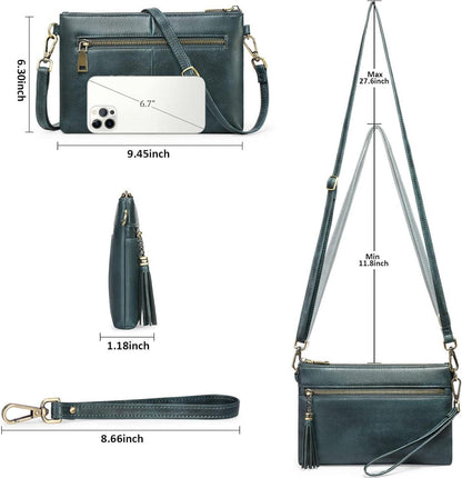 Umhängetasche Damen Schultertasche RFID Schutz Vegan Leder Crossbody