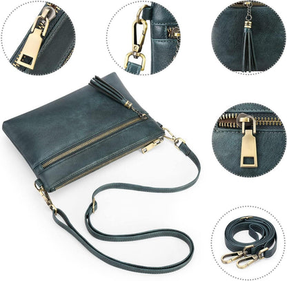 Umhängetasche Damen Schultertasche RFID Schutz Vegan Leder Crossbody C02