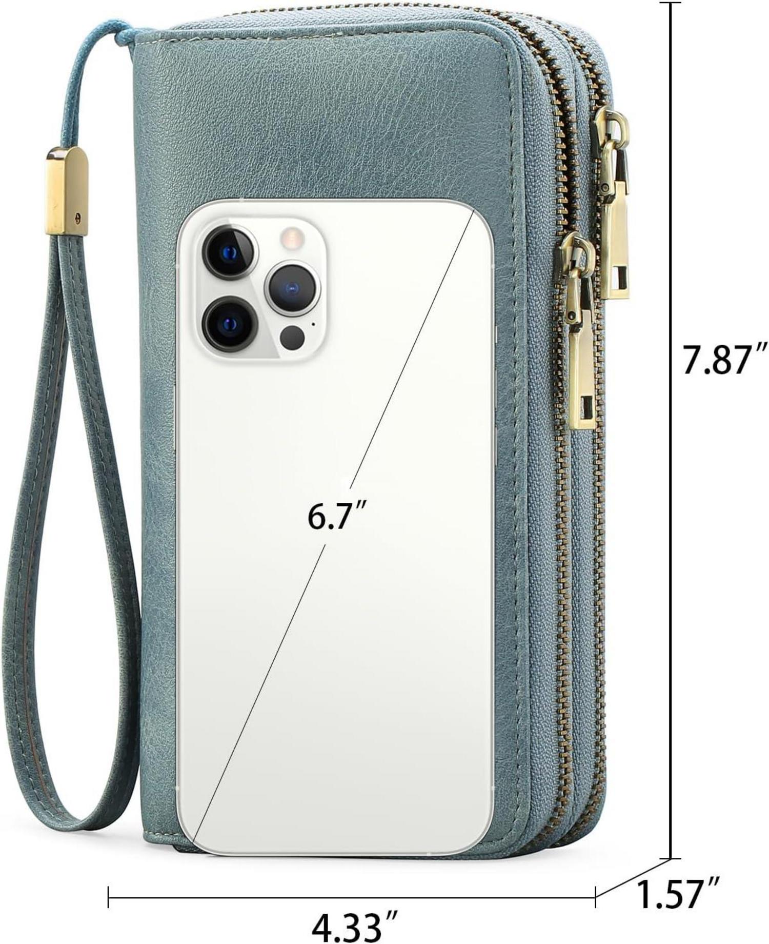 Damen Geldbörse Veganes Leder Doppel RV Kartenfächer RFID Clutch