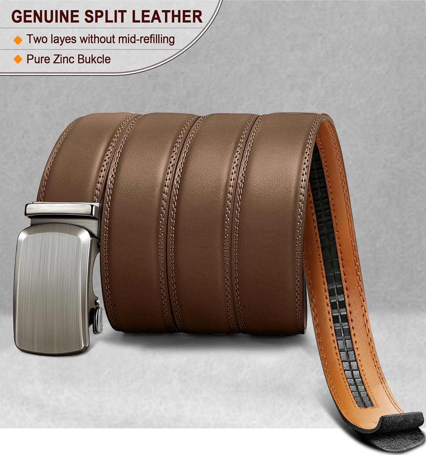 Herren Gürtel Set 2er Ratsche Automatik Ledergürtel Verstellbar 35mm Mit Geschenkbox