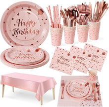 Partygeschirr Set 161-teilig für Kindergeburtstag Rotgold & Pastell