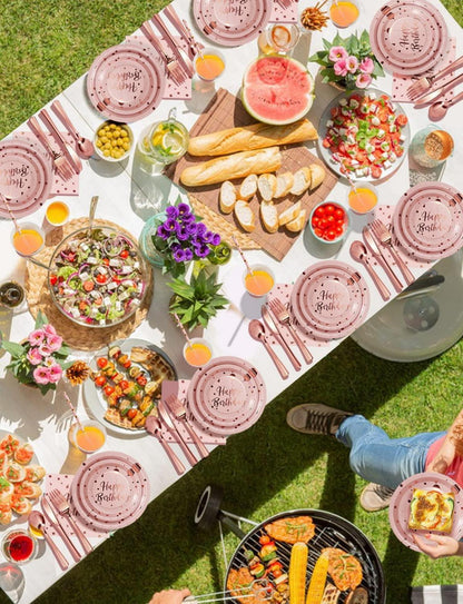 Nkaiso Partygeschirr Set 161-teilig Kindergeburtstag Rotgold Mädchen