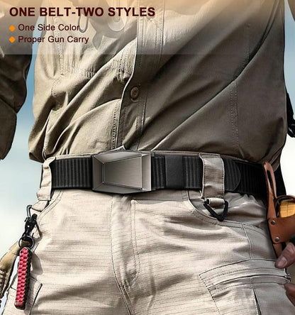 Taktischer Gürtel Herren Arbeitsgürtel Militär Wandern 3,8cm Metallschnalle Schwarz/Purpurblau