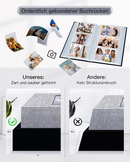 Popotop Fotoalbum 10x15 cm 300 Fotos Leineneinband Taschen für Familie Hochzeit