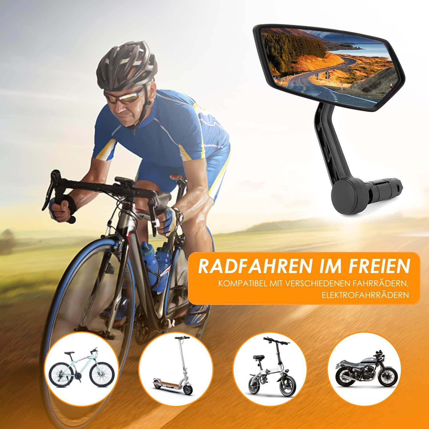 Arkham Fahrradspiegel 2 Stück HD Auto-Grad Glas 360° Drehbar Universal E-Bike Scooter